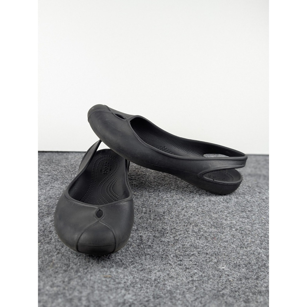 Crocs Olivia II Women's Size 7 Black Casual Comfort Slip On Ballet Flats Shoes
